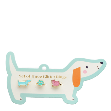 307591 set 3 glitter rings dog