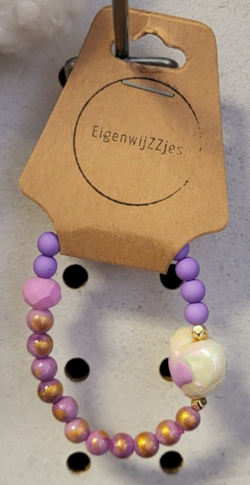 Armband paars   hartje