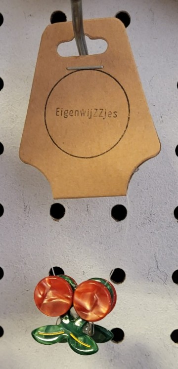 Haarclip kersje groen   rood