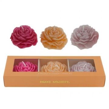 Home society bloemen kaars peony l set 3