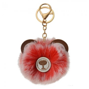 Jzkc0085 sleutelhanger pompom rood pluche beer