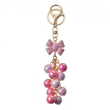 Jzkc0154 sleutelhanger 9 cm roze metaal glas