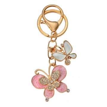 Jzkc0186 sleutelhanger vlinder 4x1x3 cm goudkleurig metaal