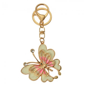 Jzkc0192 sleutelhanger vlinder 5x1x6 cm goudkleurig metaal