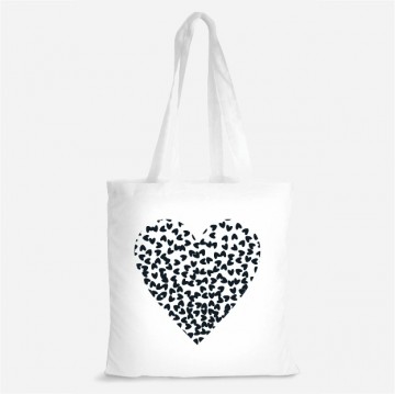 Katoenen tas wit zwart hart