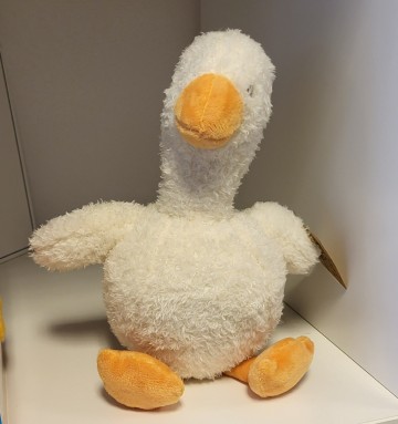 Knuffel eend zittend wit