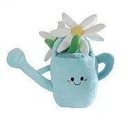 Pluche gieter met bloem   blauw