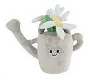 Pluche gieter met bloem   grijs