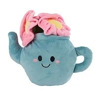 Pluche theepot met bloemen blauw