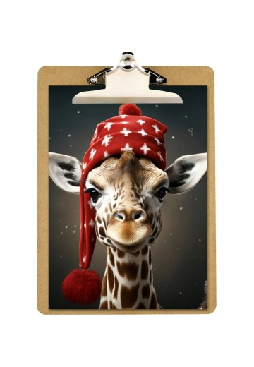Poster giraf met kerstmuts1jpg
