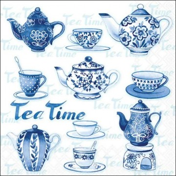 Servet tea moments blue 33x33cm