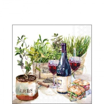 Servet wine  herbs 25x25cm