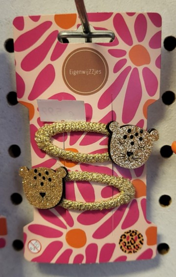 Speldjes set of 2 panter goud