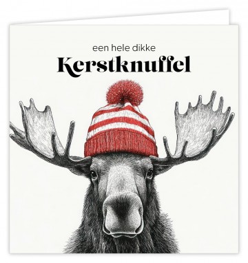 Wenskaart een hele dikke kerstknuffel
